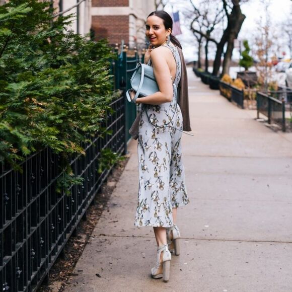 Zara lavender blue floral  jumpsuit size M - Picture 2 of 12
